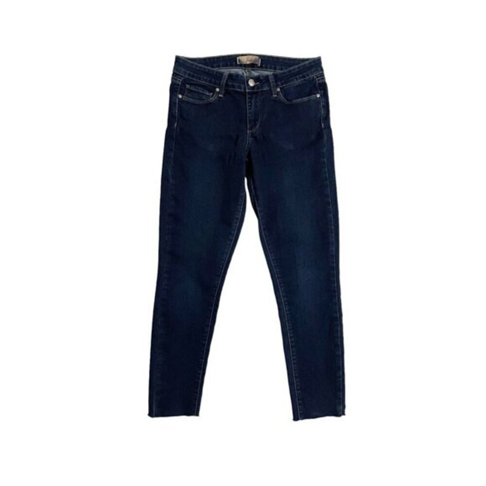 Paige Denim Skinny Jeans Skinny Dark Wash Raw Hem SZ 28